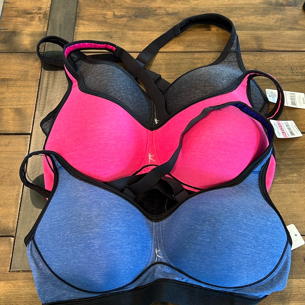 Danskin Sports Bras in Pink and Blue with Adjustable Straps